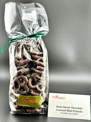 Dark Chocolate Covered Mini Pretzel Bag - Chamberlains Chocolate Factory & Cafe
