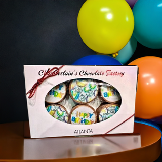 Gluten Free Dairy Free Chocolate Covered Oreos With Printed Birthday Image - Chamberlains Chocolate Factory