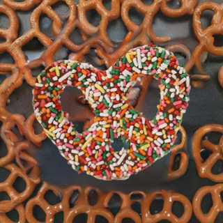 3 Pack Rainbow Sprinkled Pretzel Knots - Chamberlains Chocolate Factory & Cafe