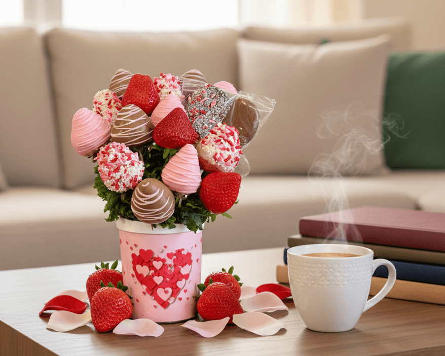 Chocolate Strawberry Bouquet with Lollipop – Chamberlains Chocolate Strawberry Bouquet with Lollipop – Chamberlains