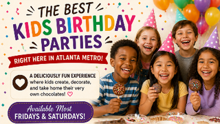 Kids chocolate factory birthday party package at Chamberlain's Chocolate Factory in Roswell, GA