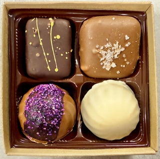 Custom Logo Chocolate Truffle Gift Box – 4-Piece Gold or Kraft