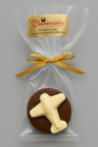 Chocolate Molded Oreo Cookie Topped With A Chocolate Airplane Gift Packaged Atlanta Roswell Chamberlains Chocolate