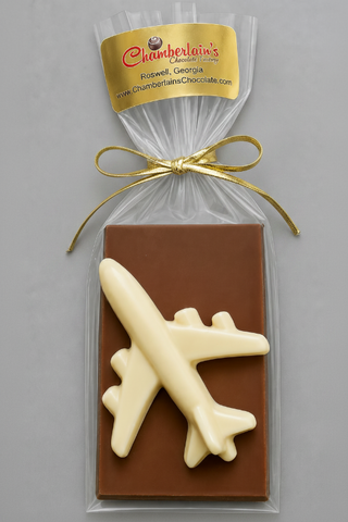 Chocolate Molded Airplane With Solid Chocolate Bar, Gift Packaged by Chamberlains Chocolate Factory Atlanta