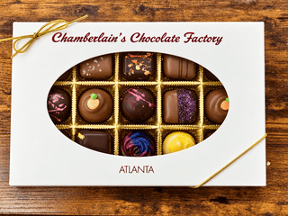 Gift box of 15 assorted chocolate truffles in milk, dark, and white chocolate