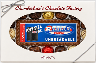 Custom large chocolate bar hand made with logo image and assorted chocolates Atlanta Roswell 