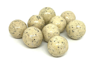 Crunchy malt balls wrapped in milk chocolate and coated in white chocolate with ground cookies. Half pound gift bag. Local pickup in Roswell, GA or ships nationwide.