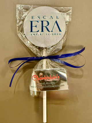Custom Chocolate Lollipop With Edible Image Gift Wrapped Logo Image