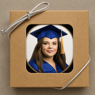 Custom Chocolate-Dipped Oreos with Your Photo — Dozen presented in a gift box for graduation celebration.
