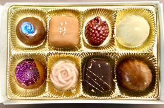 Handcrafted eight piece chocolate truffles in gift box Chamberlains Atlanta