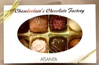 Handcrafted eight piece chocolate truffles in gift box Chamberlains Atlanta