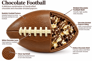 Milk Chocolate Life-Size Football with Popcorn Center