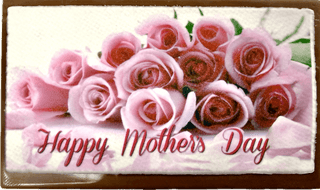 Mother's Day Small Solid Chocolate Bar With Image featuring a bouquet of pink roses and the text 'Happy Mother's Day'.