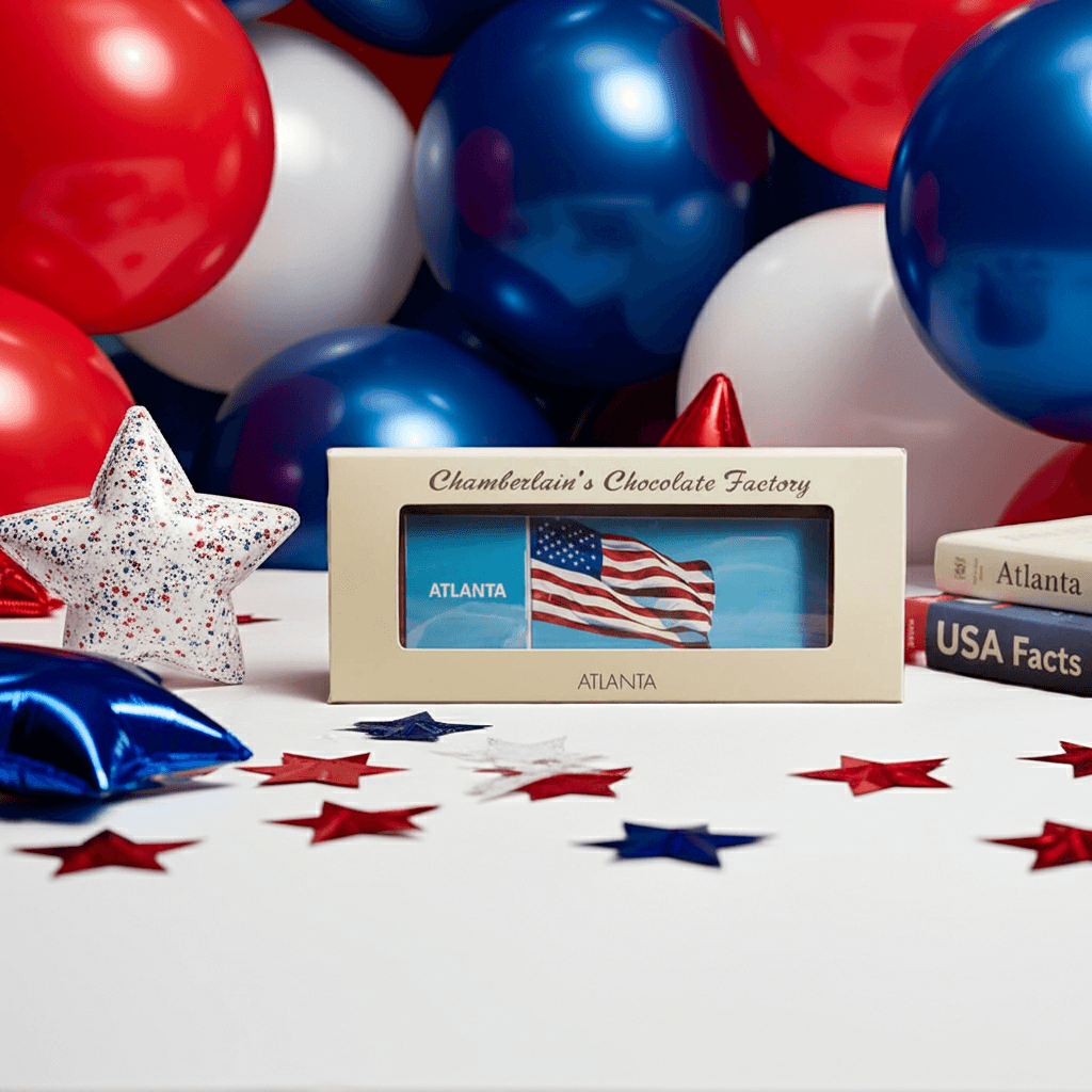 American Flag Hand-Molded Solid Chocolate Bar Gift Boxed 250