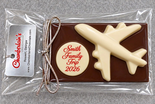 Chocolate Molded Airplane Bar Edible Custom Image Logo Chamberlains Chocolate Atlanta