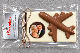 Chocolate Molded Airplane Bar Edible Custom Photo Wedding Anniversary Logo Chamberlains Atlanta