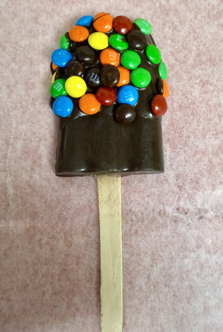 Hand Molded Dark Chocolate Popsicle With M&Ms