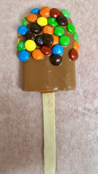 Hand Molded Chocolate Popsicle With M&Ms