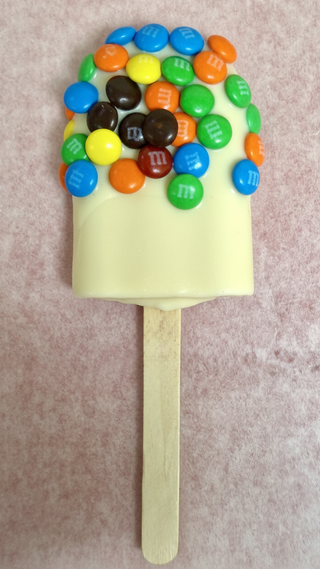 Hand Molded Chocolate Popsicle With M&Ms