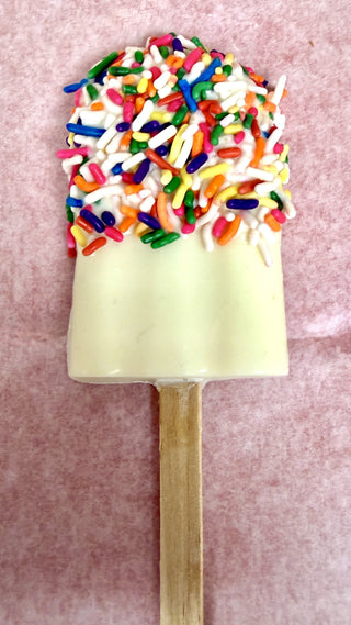 Hand Molded White Chocolate Popsicle With Sprinkles