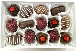 Chamberlain's Chocolate Factory one-pound dark chocolate assortment gift box .