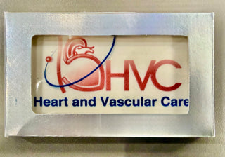 Custom Printed Business Size Chocolate Bars With Logo Ten featuring Heart and Vascular Care logo in milk chocolate.