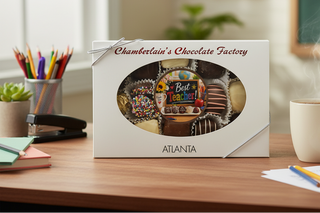Chamberlain's Chocolate Factory Best Teacher chocolate gift box.