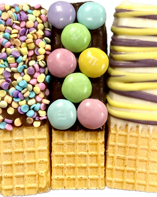 Chocolate dipped Sugar Wafers With Toppings