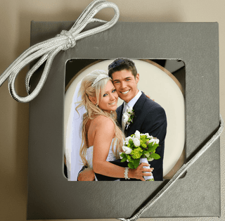 Custom Chocolate-Dipped Oreos with Your Photo — Dozen elegantly packaged with a couple's image for weddings.