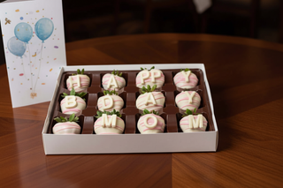 Happy Birthday Mom Gift Chocolate Covered Strawberries Drizzled Gift Box