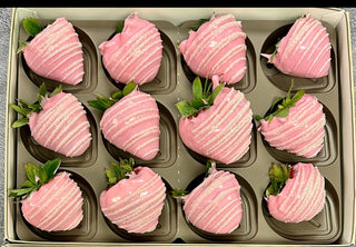 Hot Pink “Barbie”, or Pink Sparkle, or Pink and Red Sparkle Strawberries - Chamberlains Chocolate Factory & Cafe
