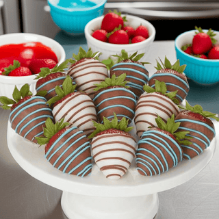 Chocolate Covered Strawberries In Blue Gift Box