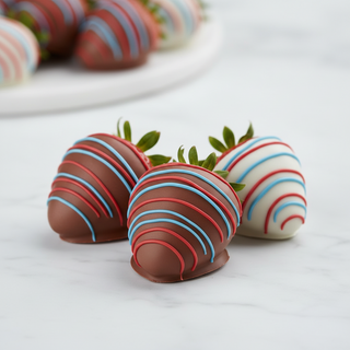 Patriot Red White and Blue Chocolate Covered Large Strawberries 4th of July 
