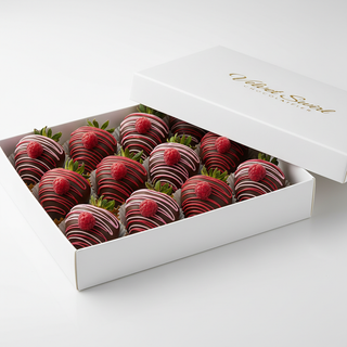 Red & Pink Drizzled Chocolate Dipped Strawberries Gift Box