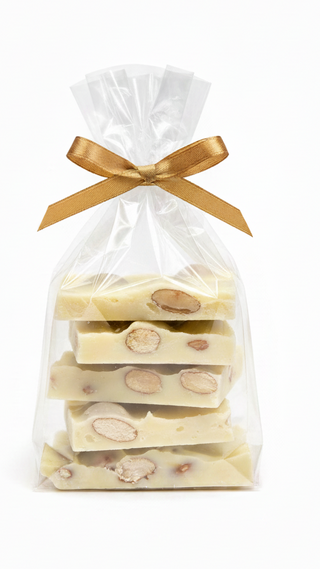 White Chocolate Bark with Almonds Gift Bag Half Pound 